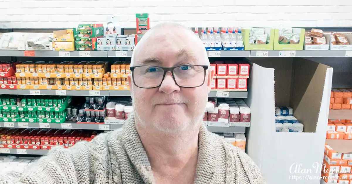 Alan Morris in Aldi supermarket in Los Narejos.